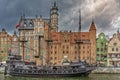 a replica of a pirate ship on the motÃâawa river in gdaÃâsk